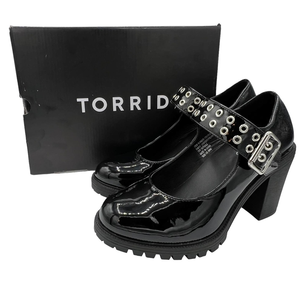 Torrid Mary Jane Lug Heel Faux Leather Black (WW) Women’s Size 8 NWT BNIB